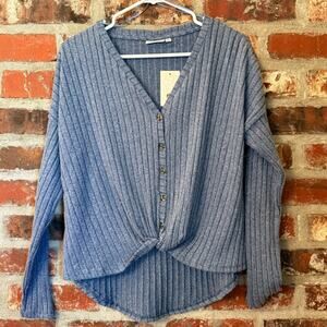 S89 - Kohl's SO Cyclone Blue Ribbed Cardigan